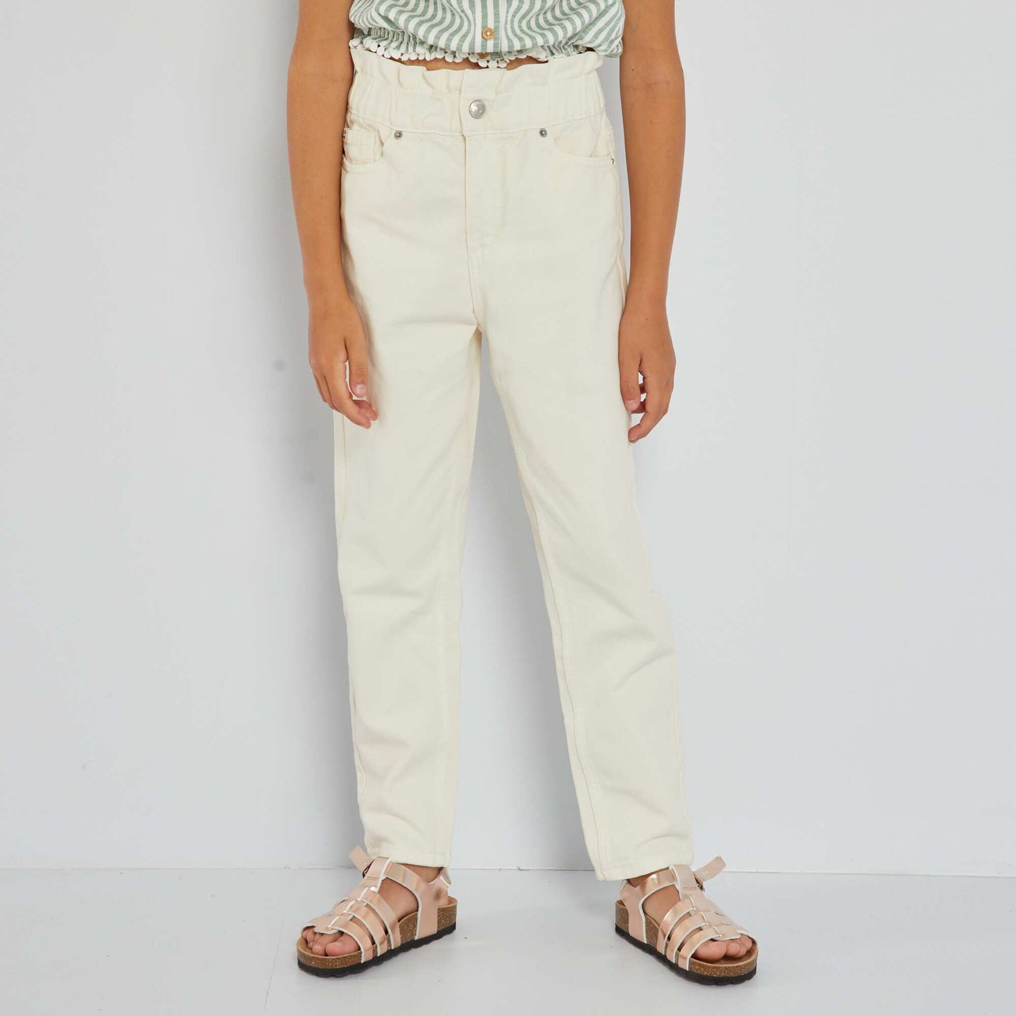 Pantalon denim coupe mom Blanc