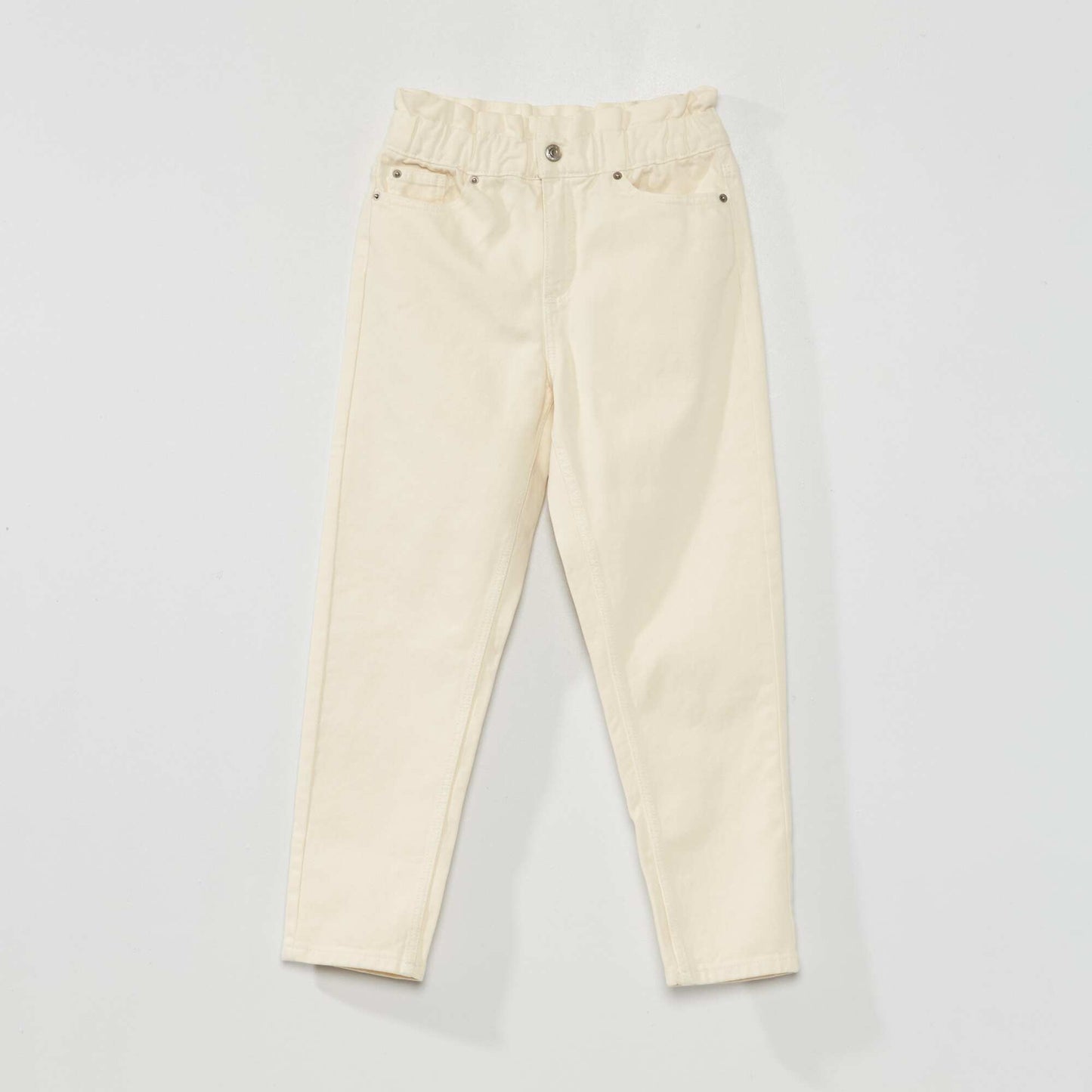 Pantalon denim coupe mom Blanc