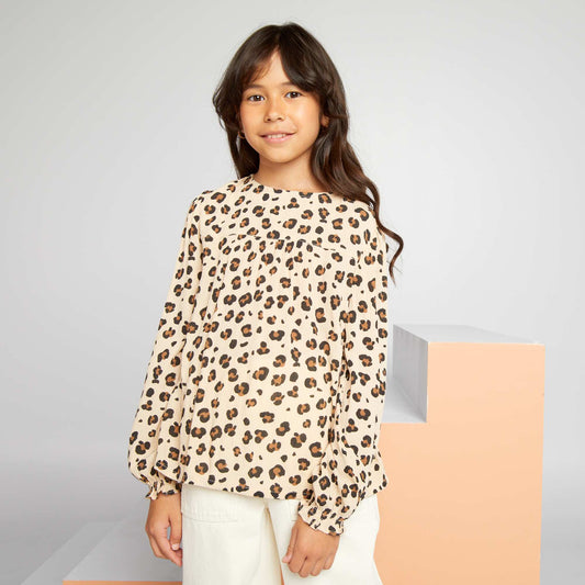 Blouse à manches longues avec imprimé Beige