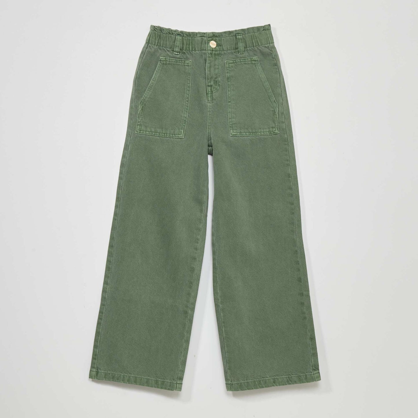 Pantalon denim wide leg Vert