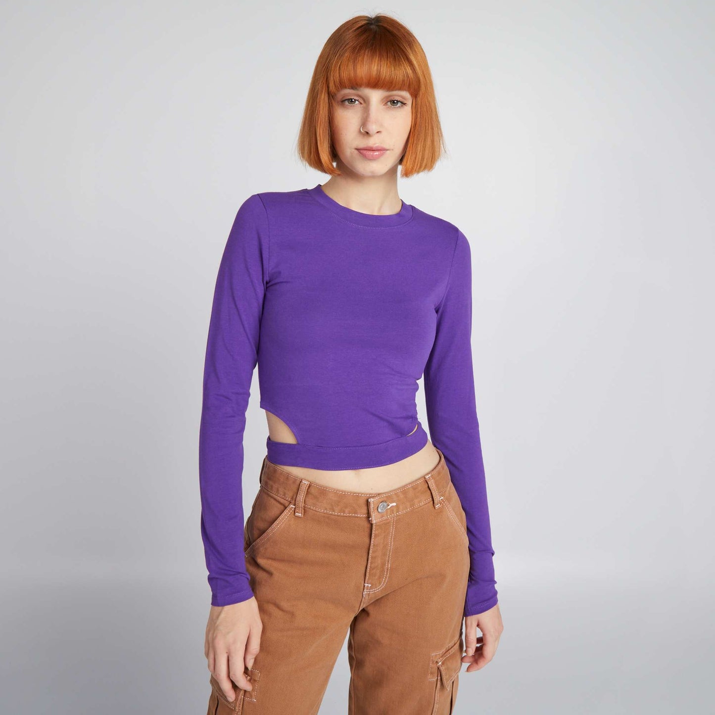 Crop-top à manches longues Violet