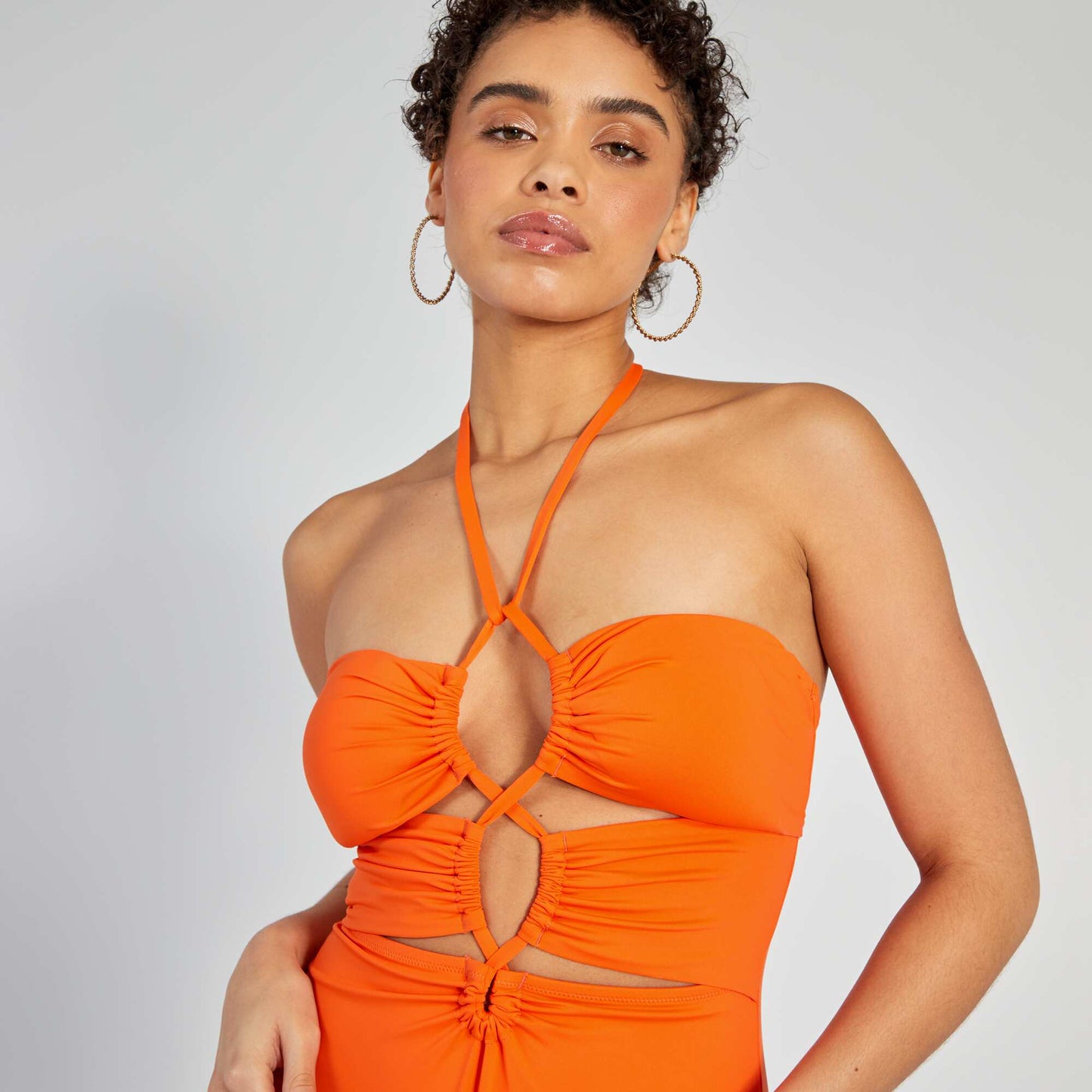 Maillot de bain 1 pièce découpes Orange