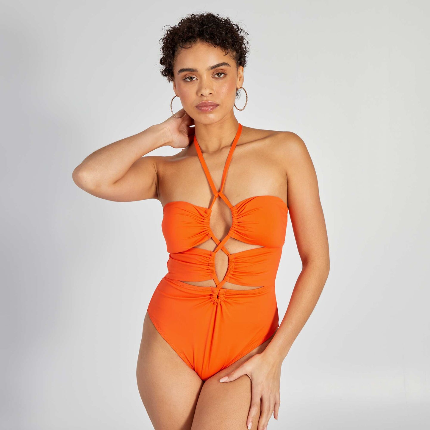 Maillot de bain 1 pièce découpes Orange