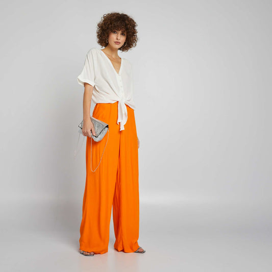 Pantalon large en crêpe Orange