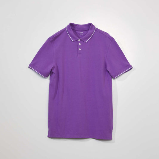 Polo en piqué de coton Violet