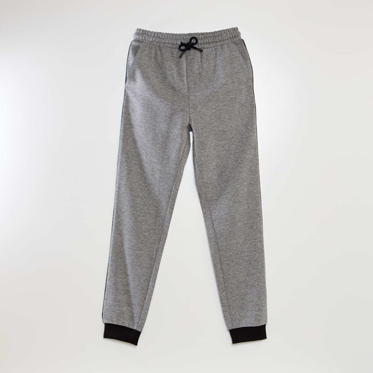 Pantalon jogging en interlock avec biais contrasté Gris