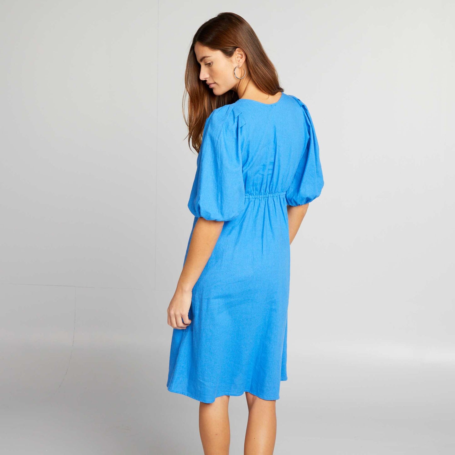 Robe genoux avec nœud fantaisie Bleu