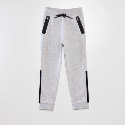 Jogging droit molleton colorblock Gris
