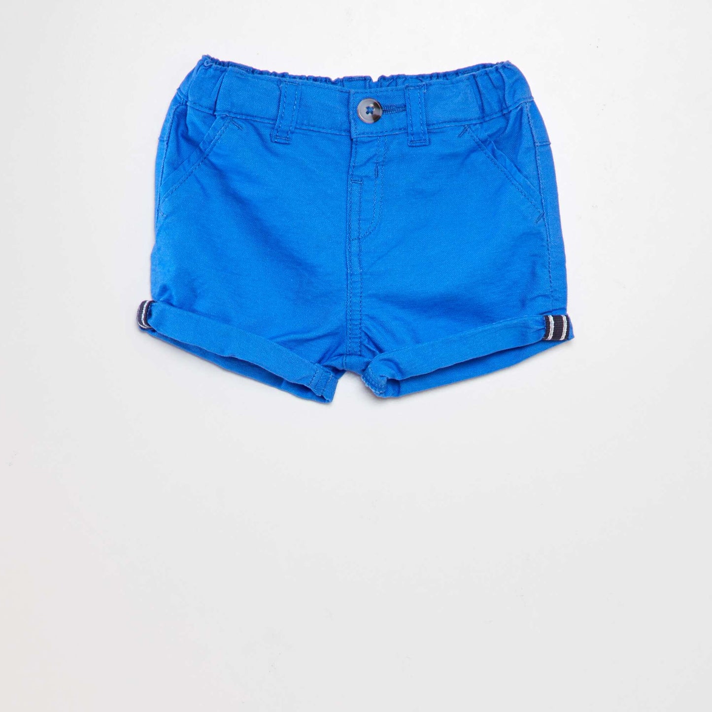 Short en coton taille ajustable Bleu