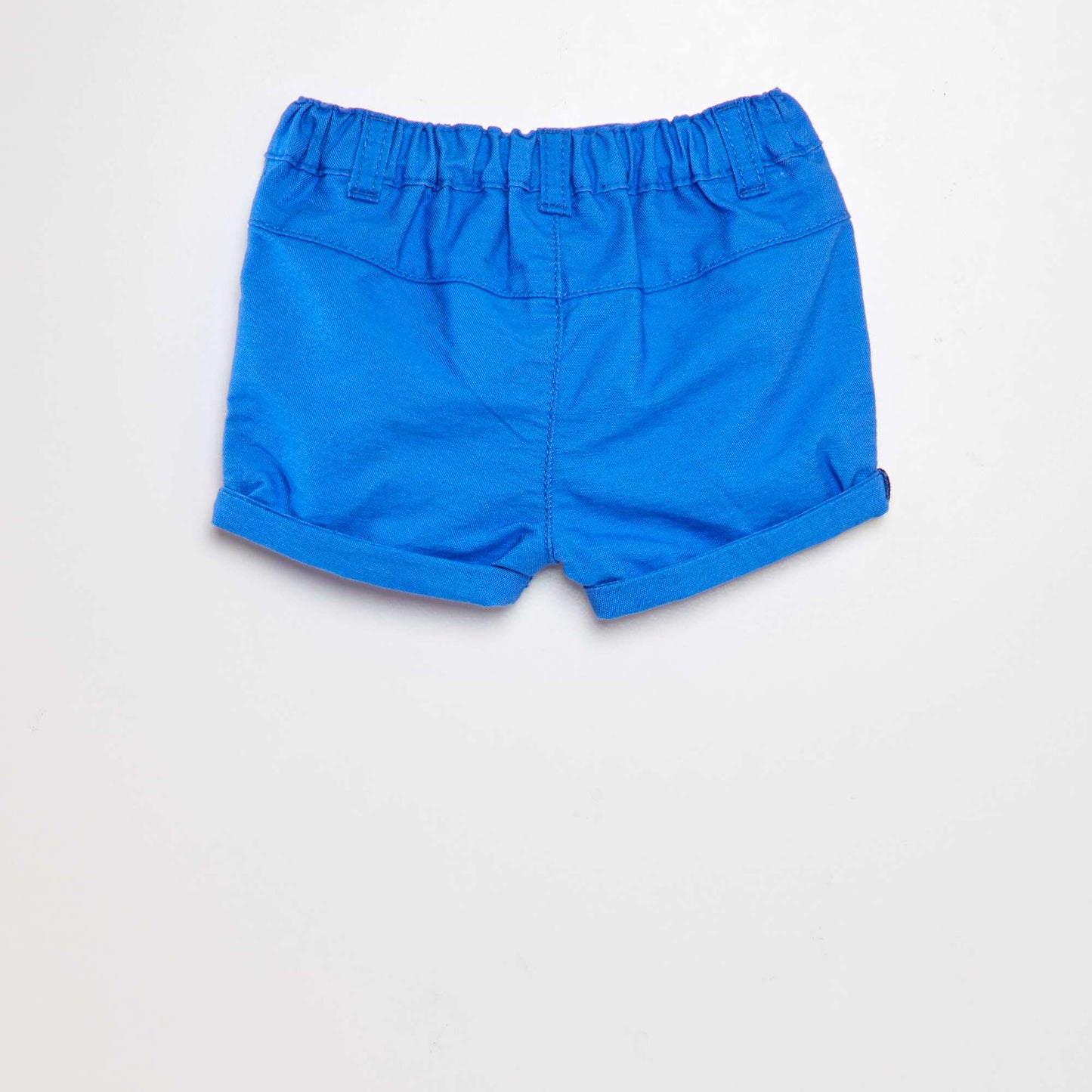 Short en coton taille ajustable Bleu