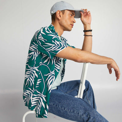 Chemise à manches courtes avec imprimé Vert