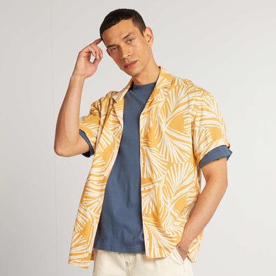 Chemise à manches courtes avec imprimé Jaune