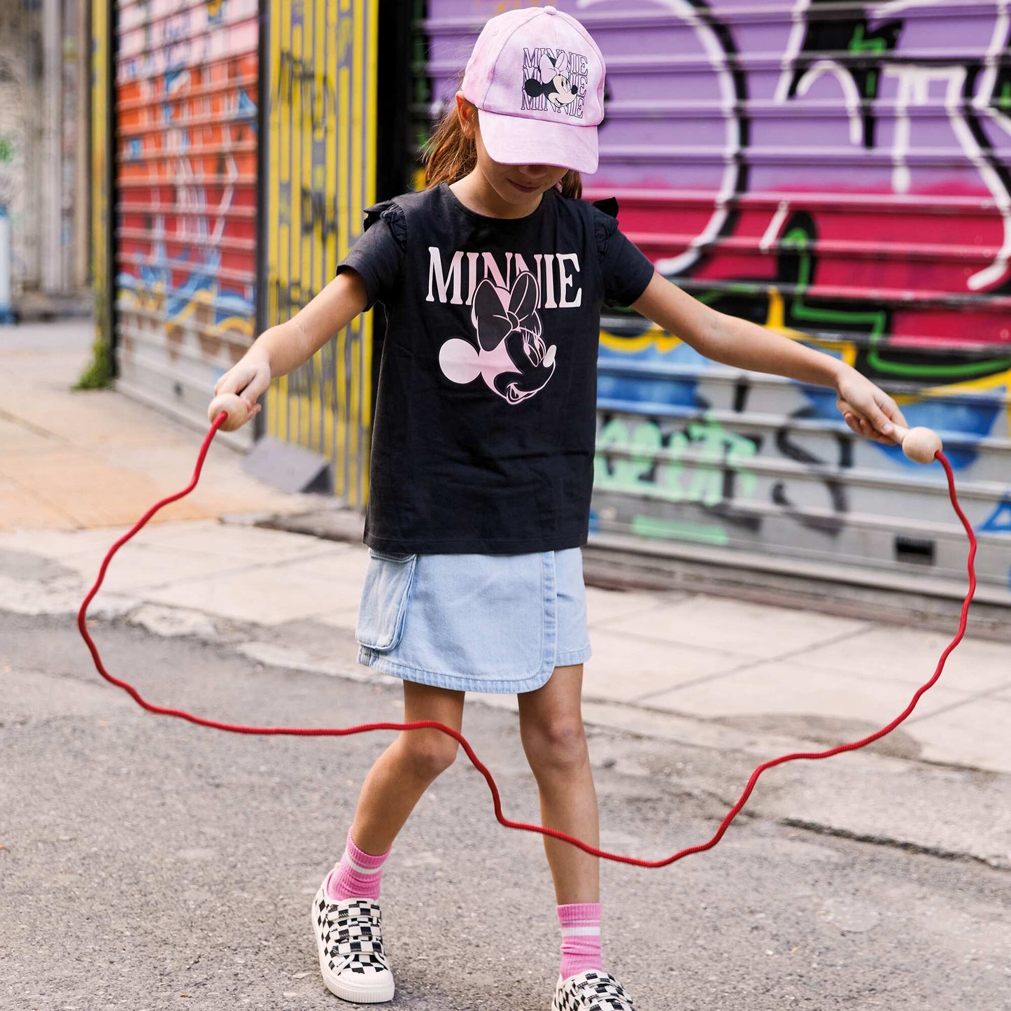 T-shirt 'Minnie' à manches volantées Noir