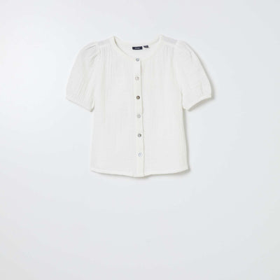 Chemisier en gaze de coton blanc