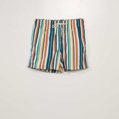 Short de bain à rayures Blanc/bleu/corail