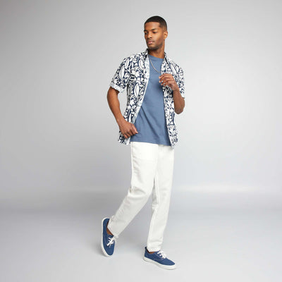 Pantalon chino slim en lin mélangé blanc