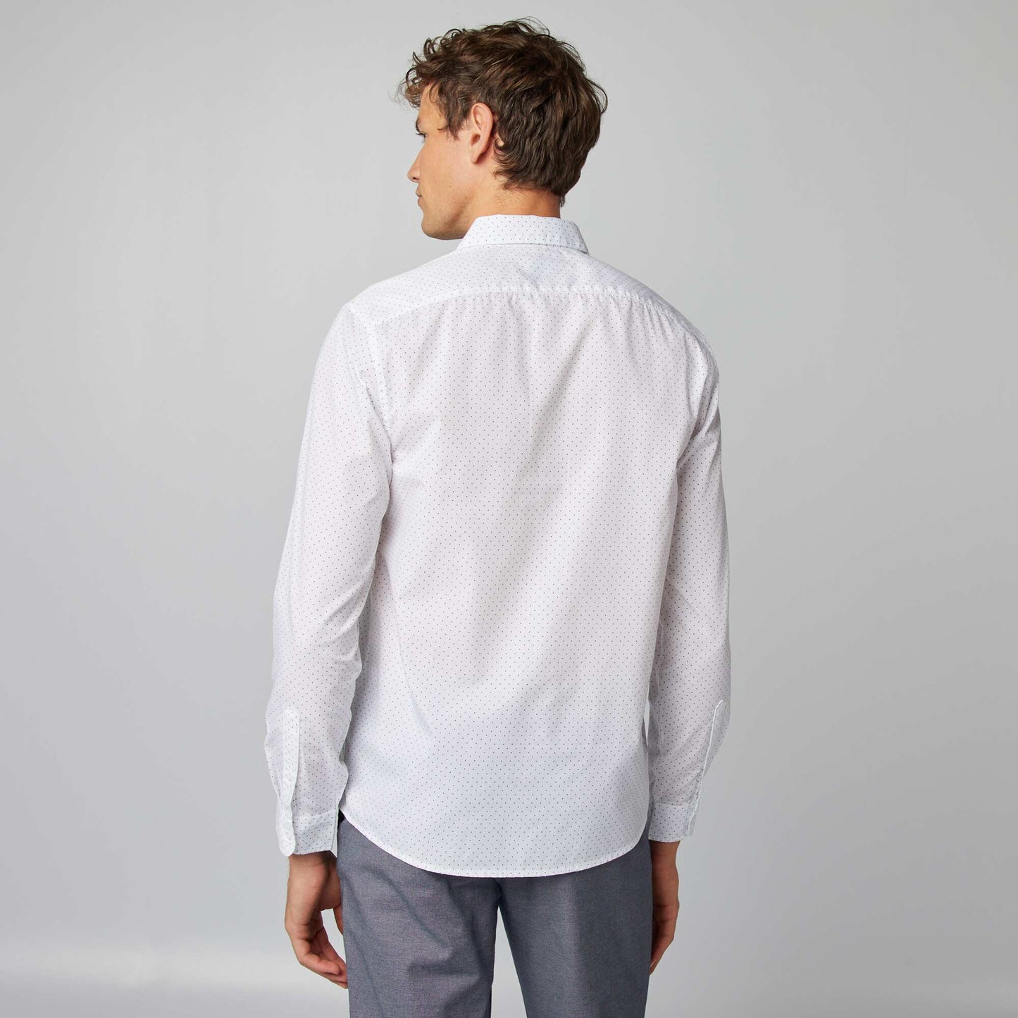 Chemise droite/regular à pois BLANC à POIS