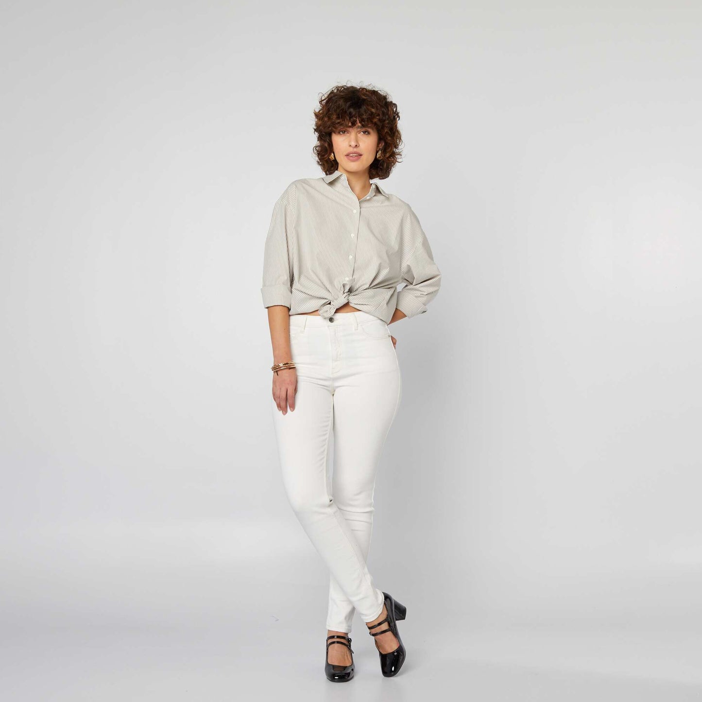 Chemise basique en popeline BEIGE