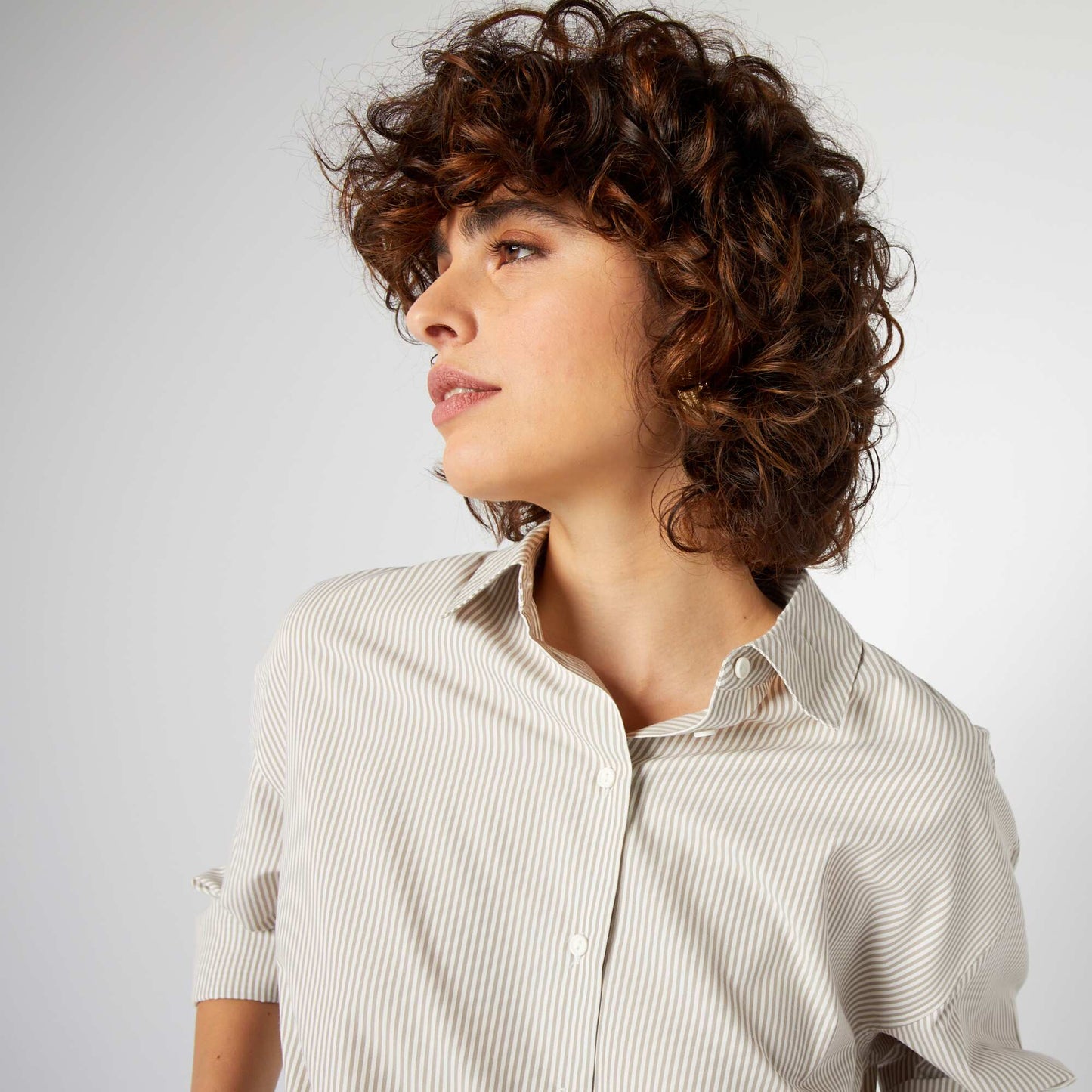 Chemise basique en popeline BEIGE