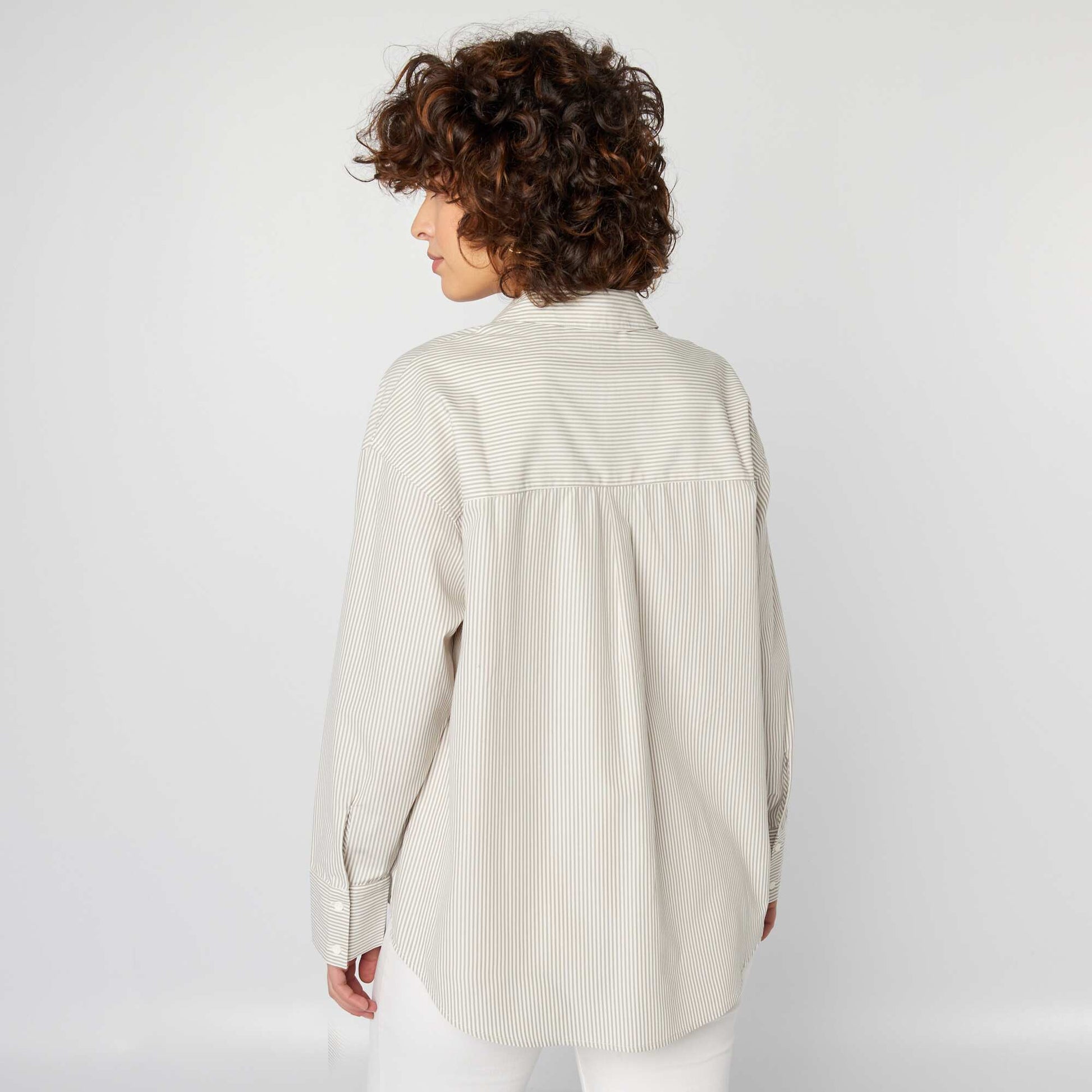 Chemise basique en popeline BEIGE