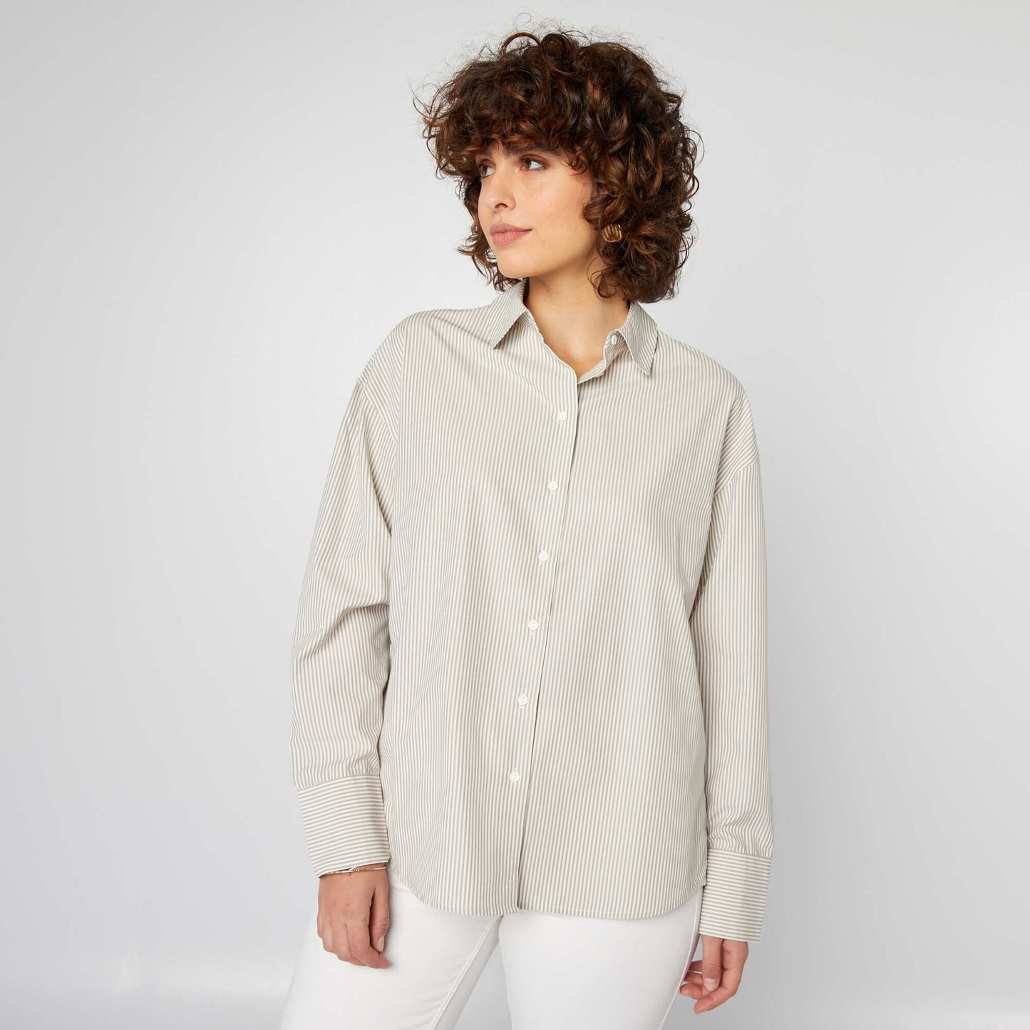 Chemise basique en popeline BEIGE