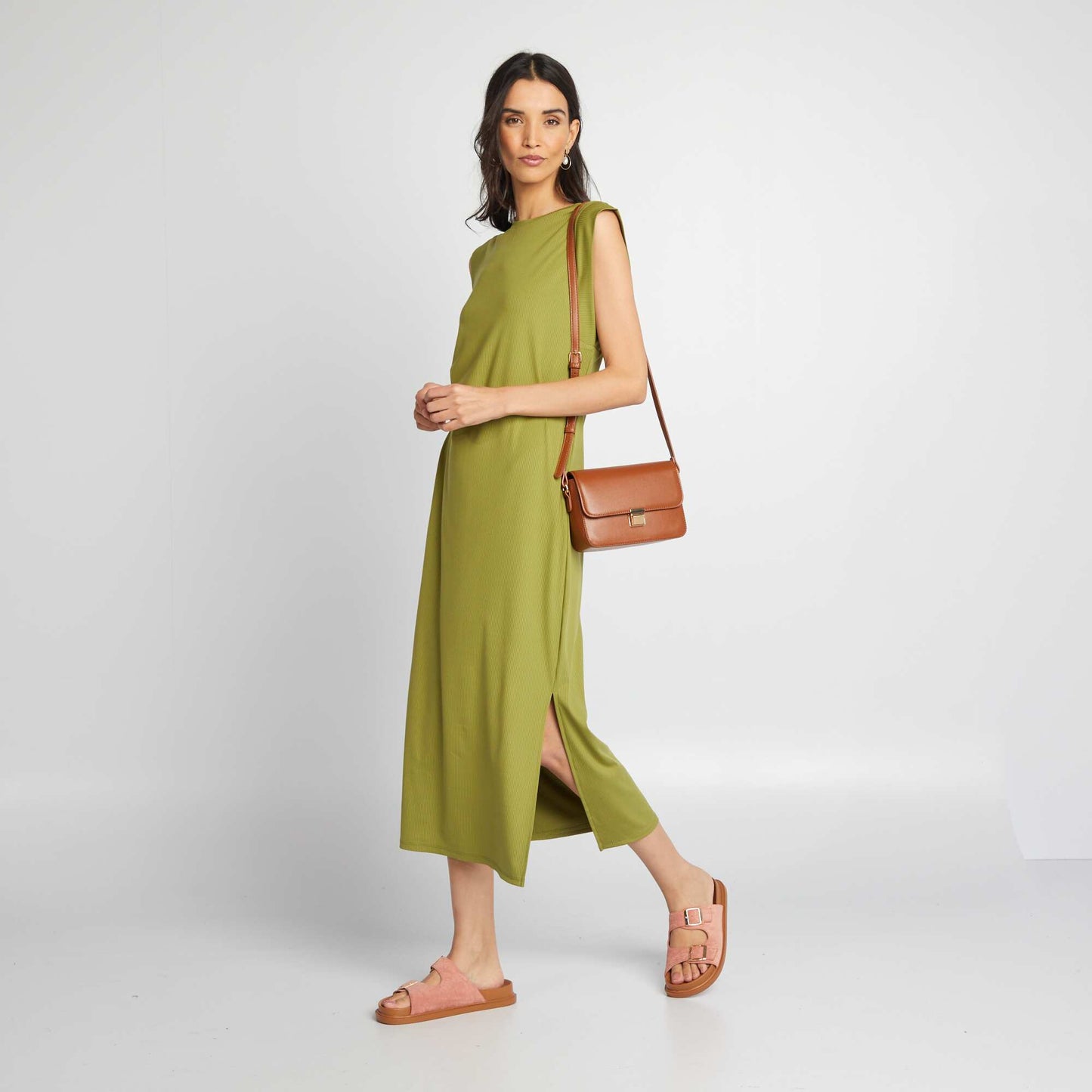 Robe t-shirt midi Vert