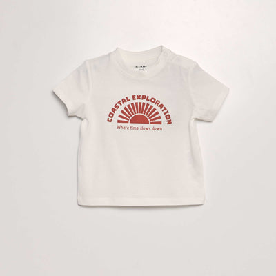 T-shirt en jersey imprimé 'Soleil' Blanc