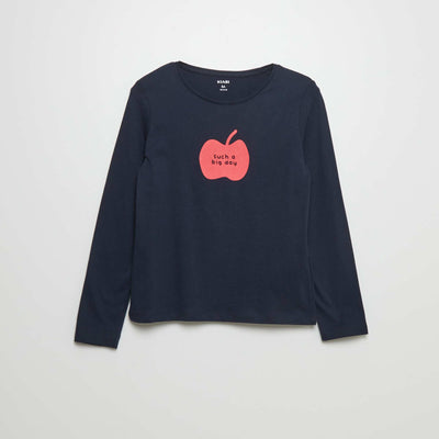 T-shirt en coton imprimé BLEU MARINE