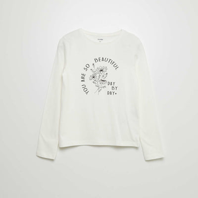 T-shirt en coton imprimé BLANC