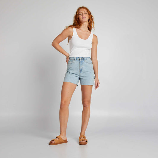 Short taille haute à 5 poches Bleu