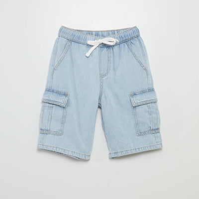 Bermuda en jean avec poches à rabat Bleu