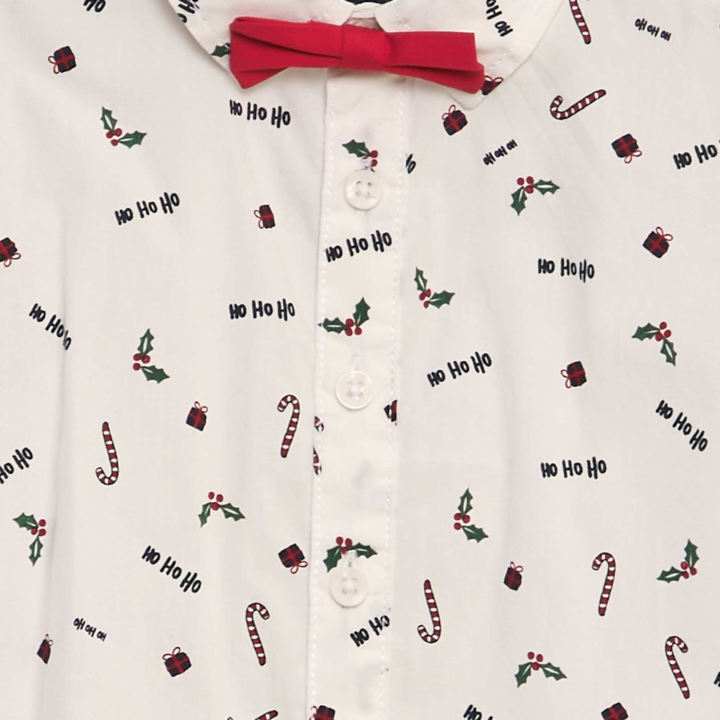 Chemise manches courte + nœud papillon 'noël' Blanc