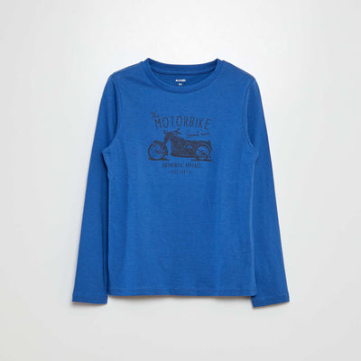 T-shirt imprimé à col rond BLEU