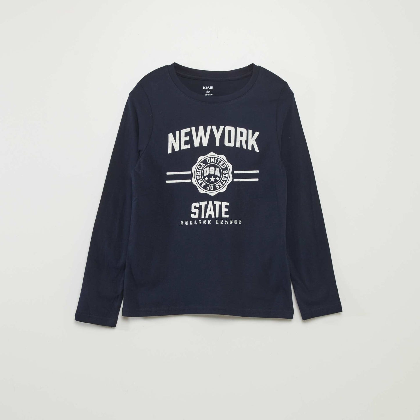 T-shirt imprimé à col rond BLEU MARINE
