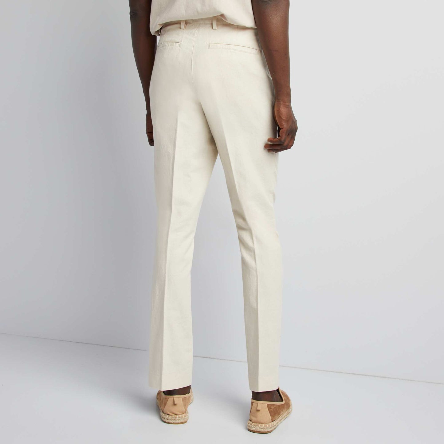 Pantalon de costume en lin mélangé Beige