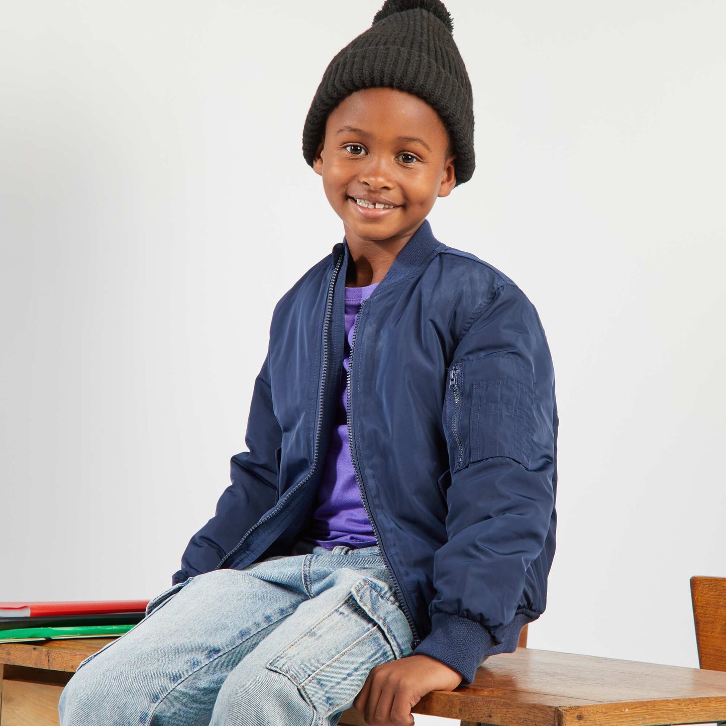 Blouson en nylon BLEU MARINE