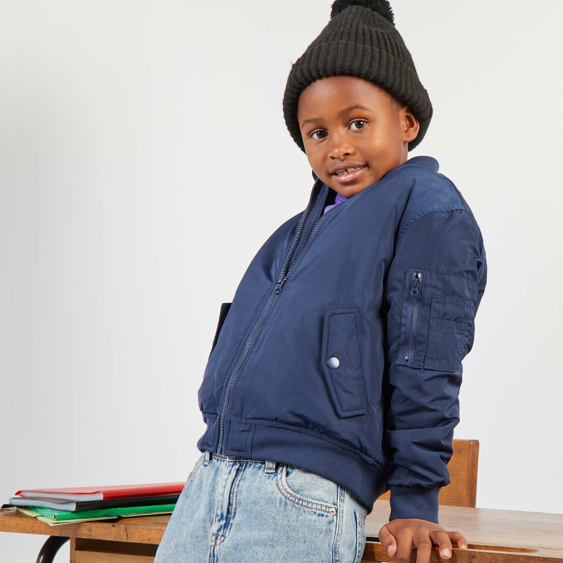Blouson en nylon BLEU MARINE