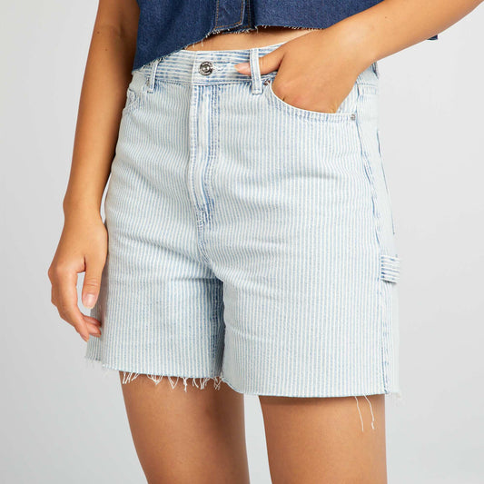 Short denim style carpenter denim rayé