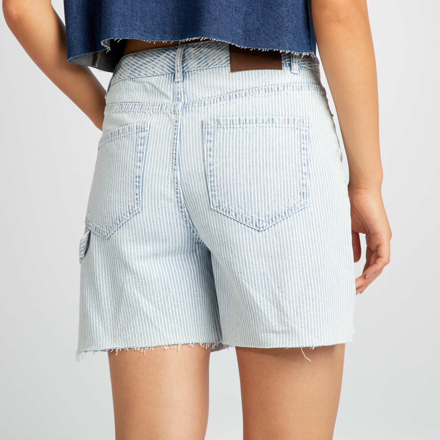 Short denim style carpenter denim rayé