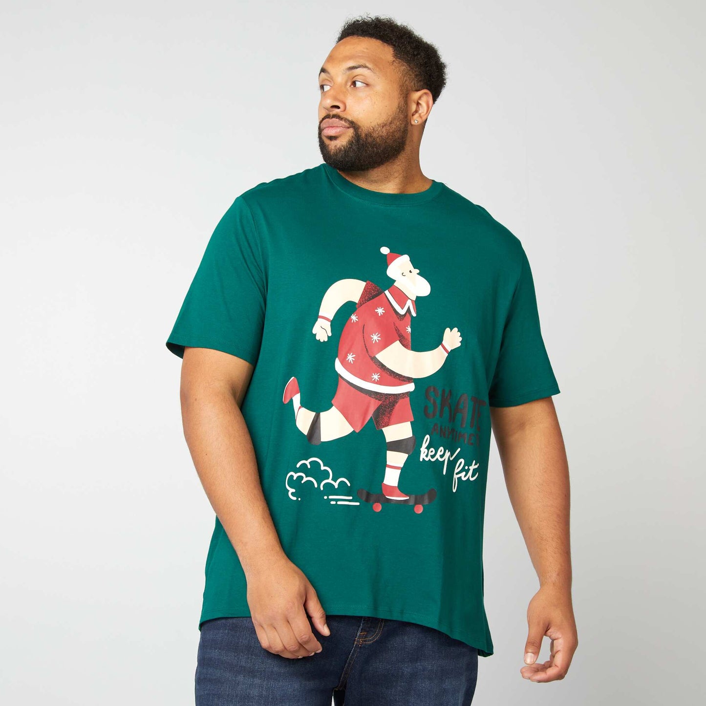 T-shirt de Noël à col rond Vert