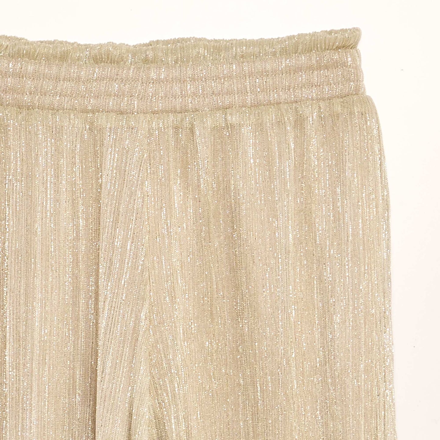 Pantalon large plissé avec lurex Beige