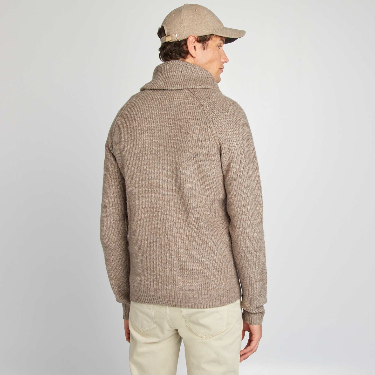 Pull à col châle en laine mélangée GRIS