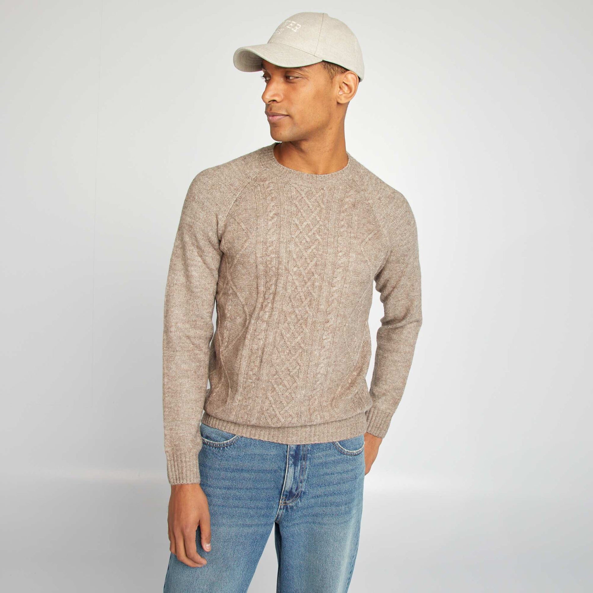 Pull en maille torsadée BEIGE