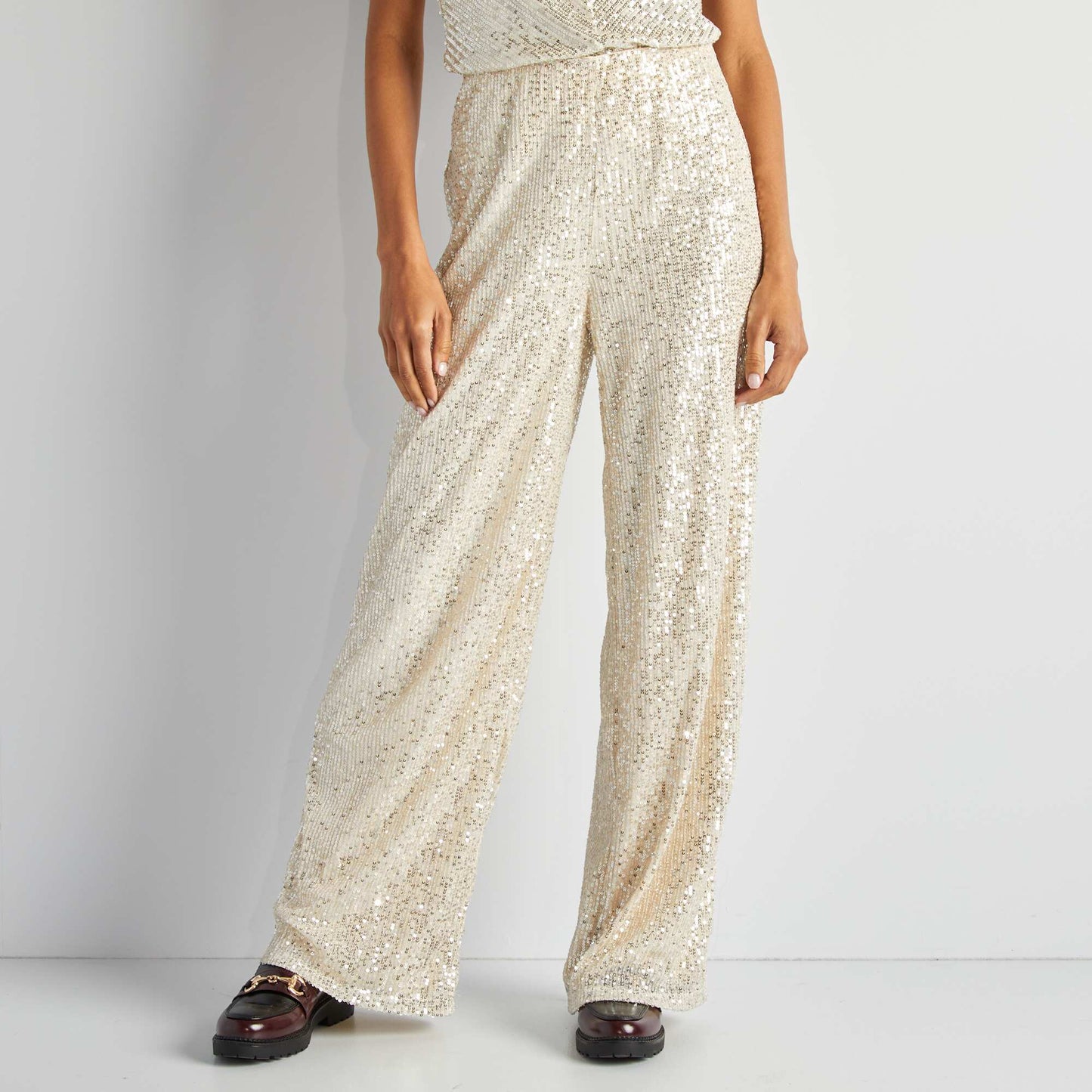 Pantalon de fêtes en sequins BEIGE