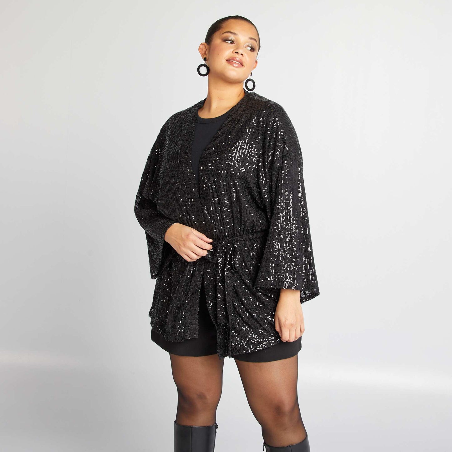 Kimono de fêtes à sequins Noir