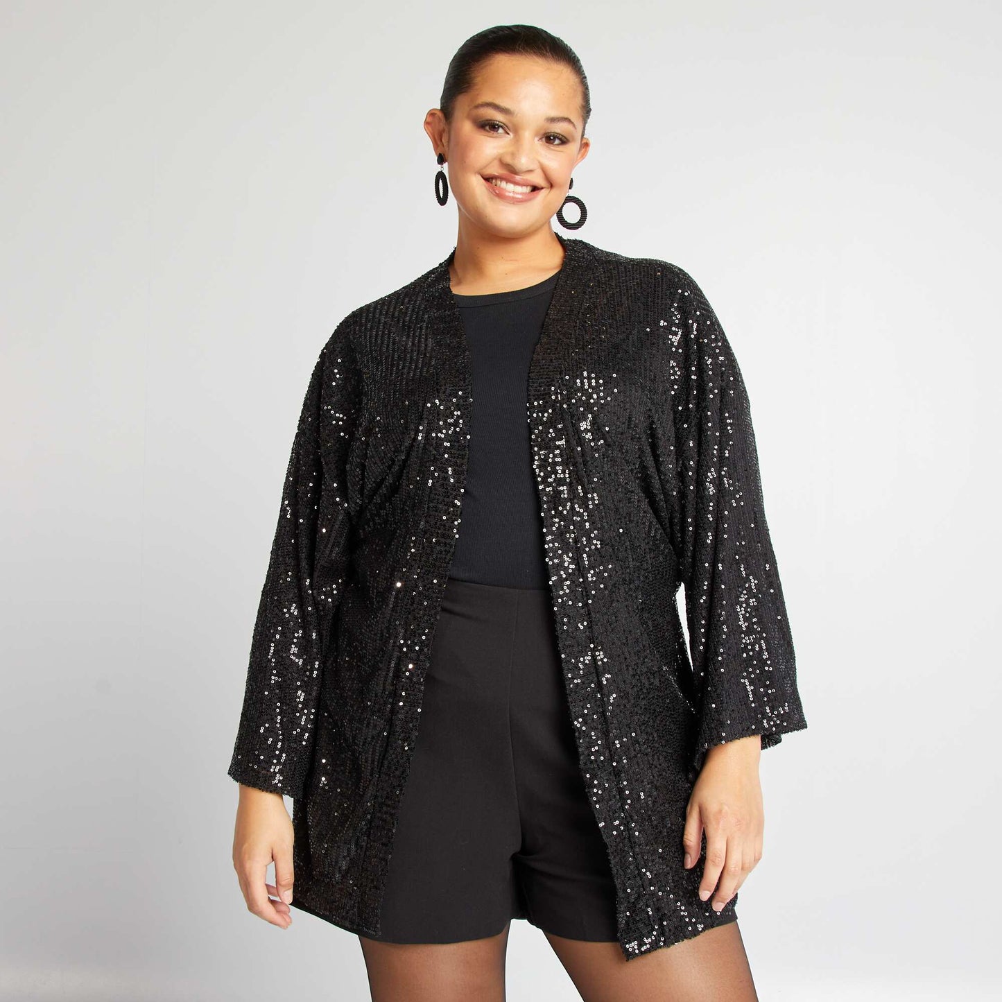 Kimono de fêtes à sequins Noir