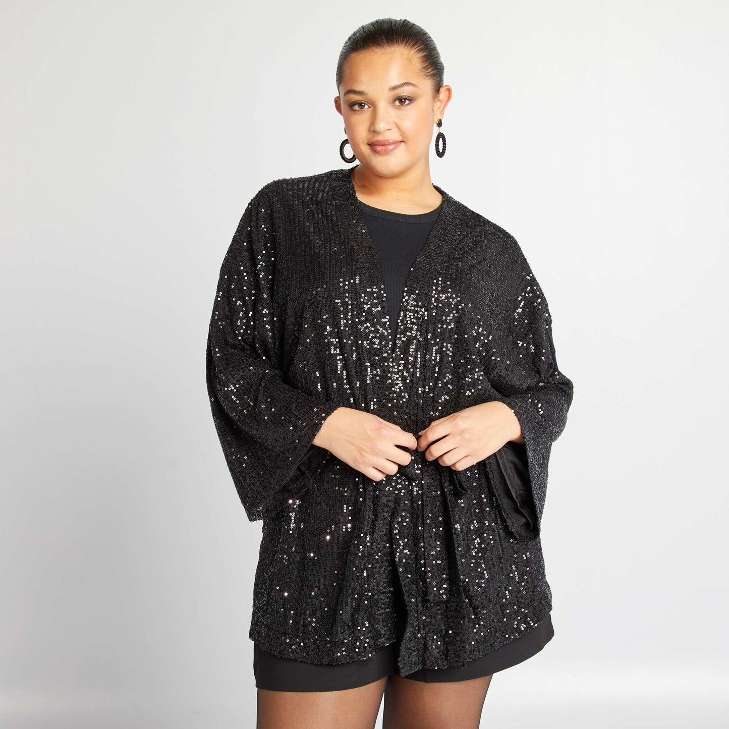 Kimono de fêtes à sequins Noir