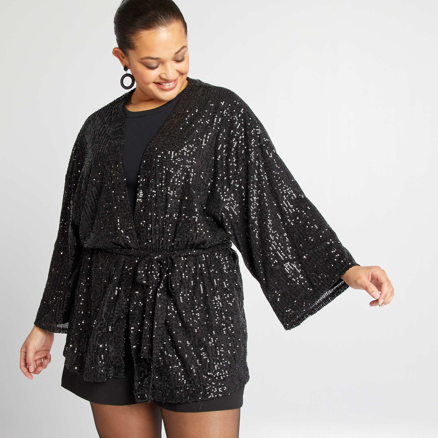 Kimono de fêtes à sequins Noir