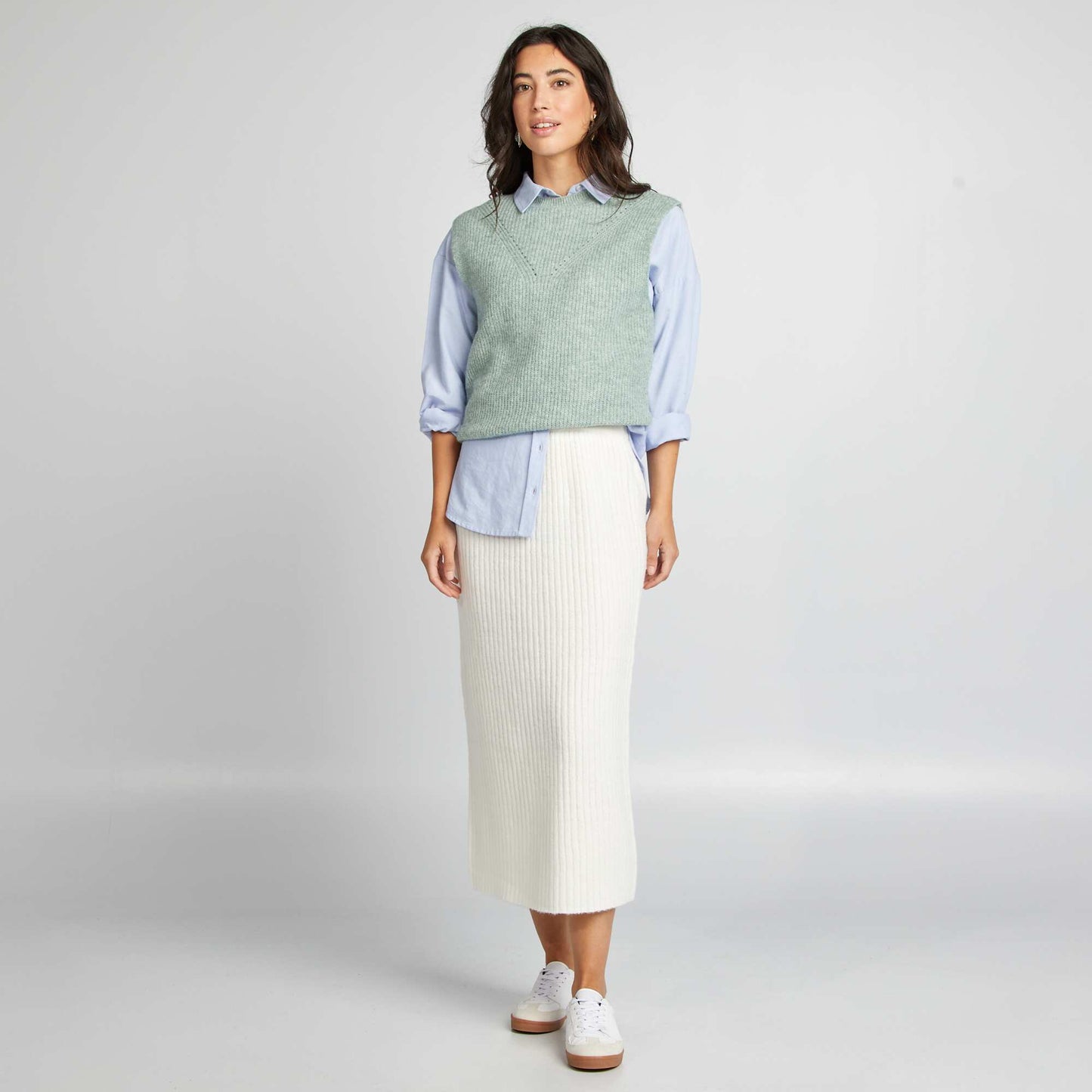 Pull en maille sans manches VERT