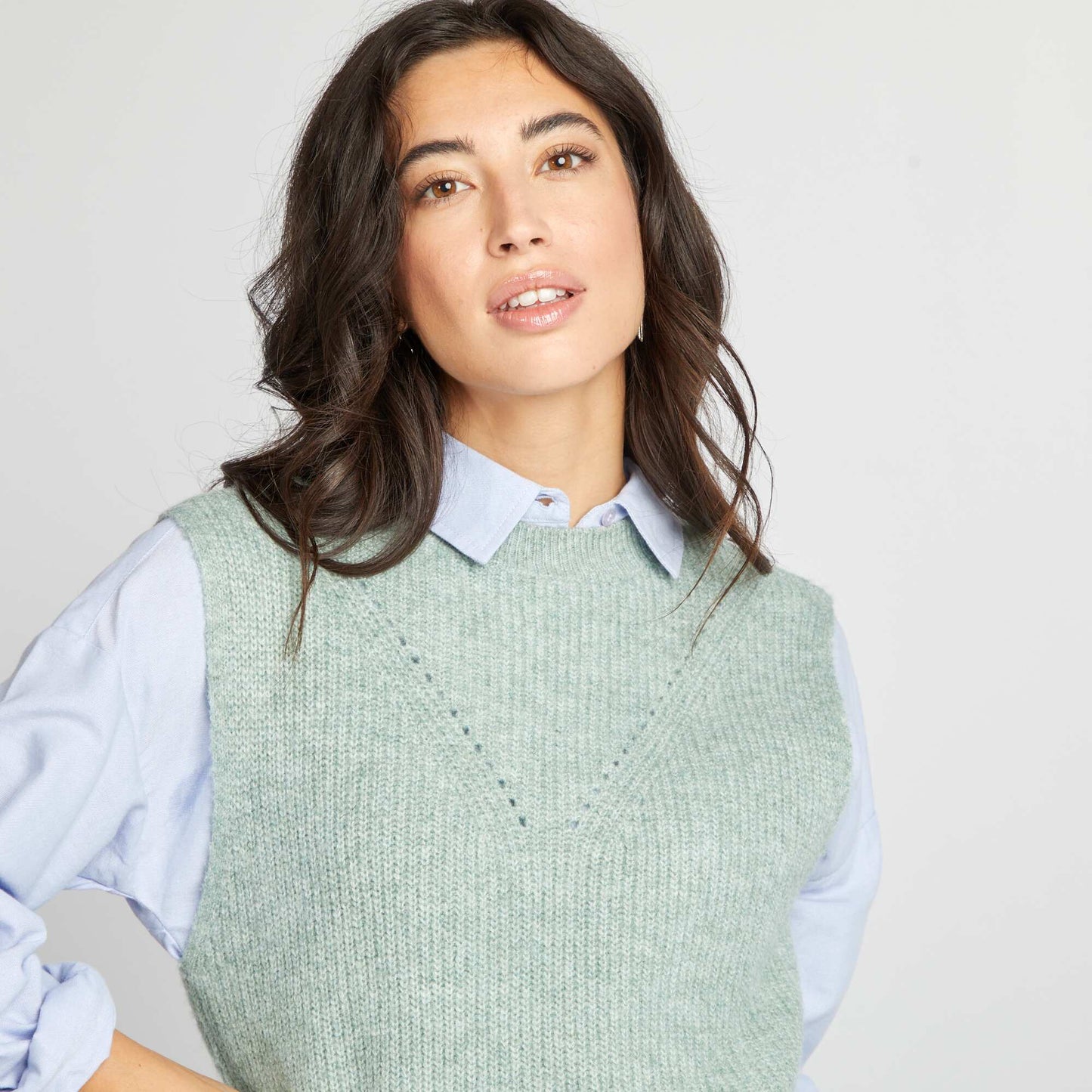 Pull en maille sans manches VERT
